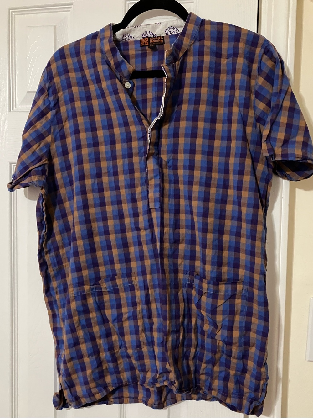 Gingham Cotton Short-Sleeve Shirt - NWOT, size S boys